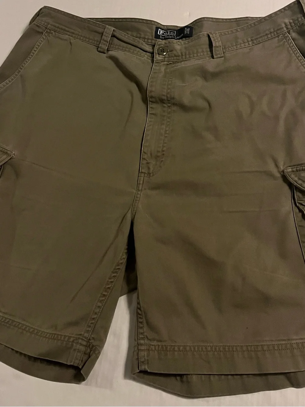 VTG Polo Ralph Lauren Chino Khaki Cargo Utility Shorts Sz 42 Pockets Preppy Y2K